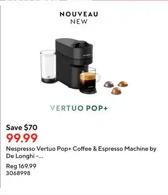 Staples Nespresso vertuo pop+ coffee & espresso machine by de longhi - liquorice black offer
