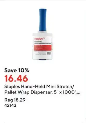 Staples Staples hand-held mini stretch/pallet wrap dispenser, 5 x 1000', clear offer