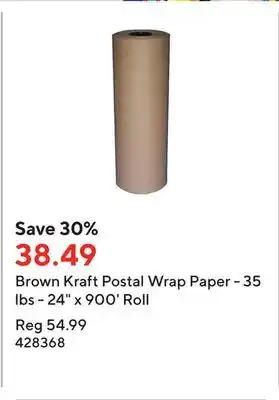Staples Brown kraft postal wrap paper - 35 lbs - 24 x 900' roll offer