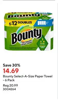 Staples Bounty select-a-size paper towel - 6 pack offer