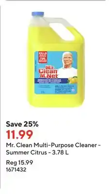 Staples Mr. clean multi-purpose cleaner - summer citrus - 3.78 l offer