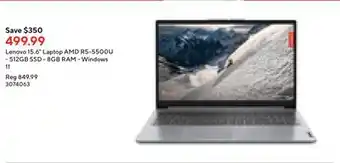 Staples Lenovo 15.6 laptop amd r5-5500u - 512gb ssd - 8gb ram - windows 11 offer