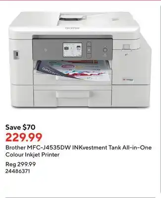 Staples Brother mfc-j4535dw inkvestment tank all-in-one colour inkjet printer offer