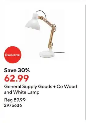 Staples General supply goods + co wood and white lamp offer