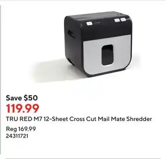 Staples Tru red m7 12-sheet cross cut mail mate shredder offer
