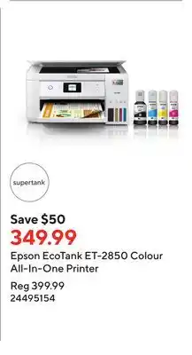 Staples Epson ecotank et-2850 colour all-in-one printer offer