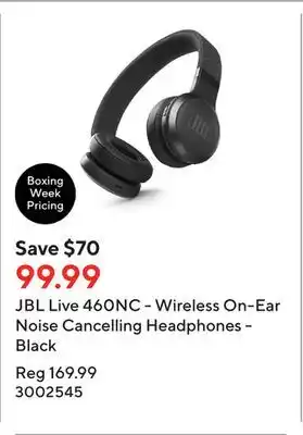 Staples Jbl live 460nc - wireless on-ear noise cancelling headphones - black offer