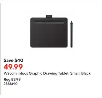 Staples Wacom intuos graphic drawing tablet, small, black offer