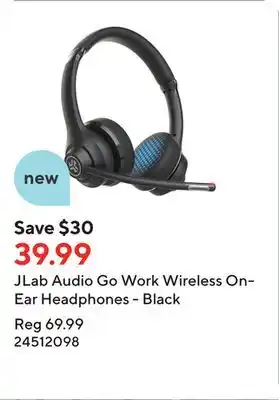 Staples Jlab audio go work wireless on-ear headphones - black offer