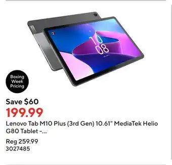 Staples Lenovo tab m10 plus (3rd gen) 10.61 mediatek helio g80 tablet - 4gb ram - 64gb emcp - android 12 s - storm grey offer