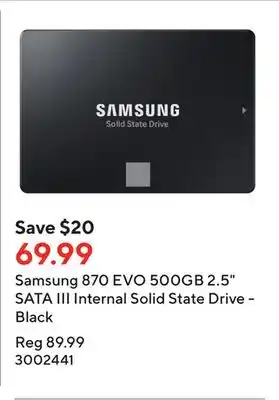 Staples Samsung 870 evo 500gb 2.5 sata iii internal solid state drive - black offer