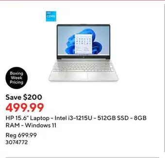 Staples Hp 15.6 laptop - intel i3-1215u - 512gb ssd - 8gb ram - windows 11 offer