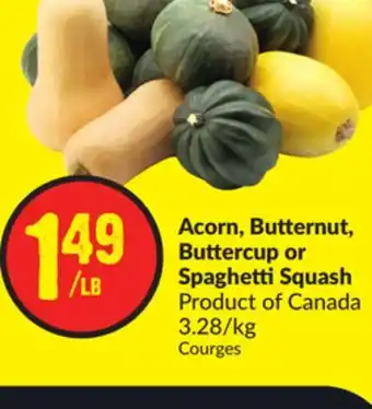 FreshCo Acorn, butternut, buttercup or spaghetti squash product of canada 3.28/kg offer