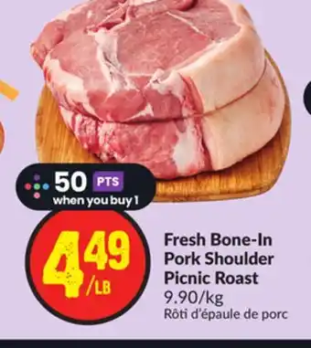 FreshCo Fresh bone-in pork shoulder pork roast 9.90/kg offer