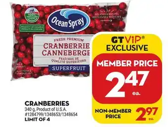 Giant Tiger Cranberries offer
