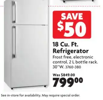 Home Hardware 18 cu. ft. refrigerator offer