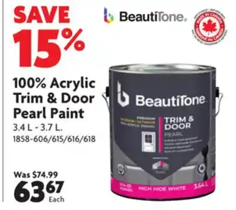 Home Hardware 100% acrylic trim & door pearl paint offer