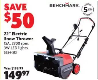 Home Hardware 22 electric snow thrower offer
