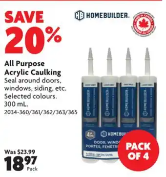 Home Hardware All purpose acrylic caulking offer