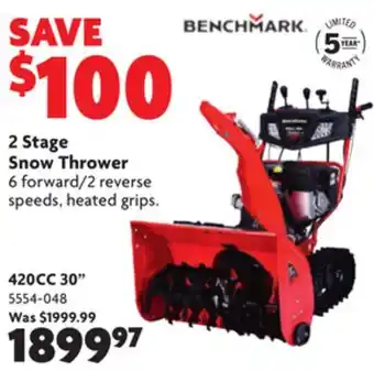 Home Hardware 2 stage snow thrower offer