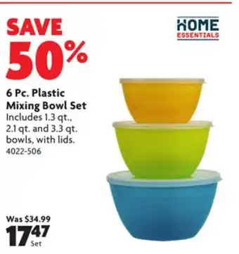 Home Hardware 6 pc. plastic mixing bowl set offer