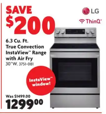 Home Hardware 6.3 cu. ft. true convection instaview range with air fry offer