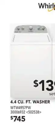 RONA Whirlpool 4.4 cu. ft. washer offer