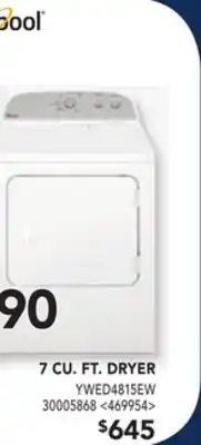 RONA Whirlpool 7 cu. ft. dryer offer