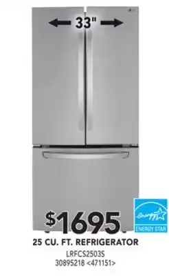 RONA Lg 25 cu. ft. refrigerator offer