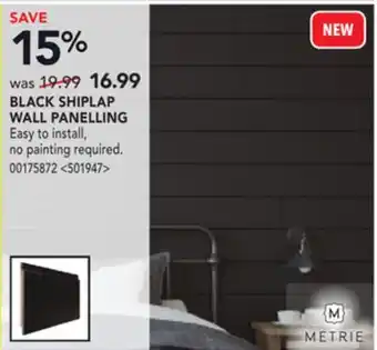 RONA Metrie black shiplap wall panelling offer