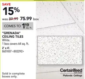 RONA Grenada ceiling tiles offer