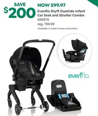 Babies 'R' Us Evenflo shyft dualride infant car seat and stroller combo offer