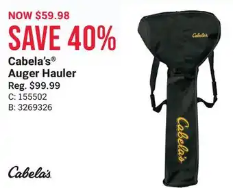Bass Pro Cabela's auger hauler offer
