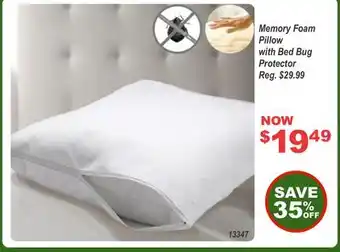 Oxford Mills Memory foam pillow with bed bug protector offer