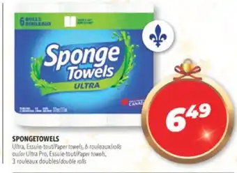 Familiprix Spongetowels ultra, paper towels, 6 rolls or ultra pro, paper towels, 3 double rolls offer