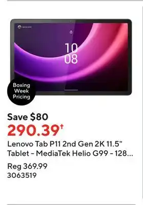 Staples Lenovo tab p11 2nd gen 2k 11.5 tablet - mediatek helio g99 - 128 gb - 4gb ram - android - storm grey offer