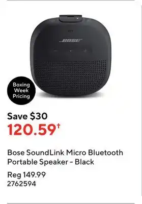 Staples Bose soundlink micro bluetooth portable speaker - black offer
