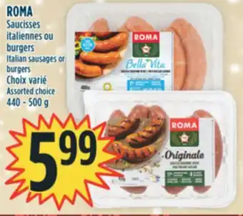 Marché Adonis Roma saucisses italiennes ou burgers offer