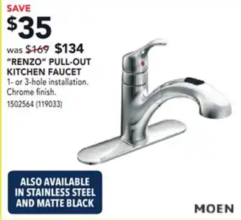 RONA Moen renzo pull-out kitchen faucet offer
