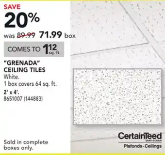 RONA Certainteed grenada ceiling tiles offer