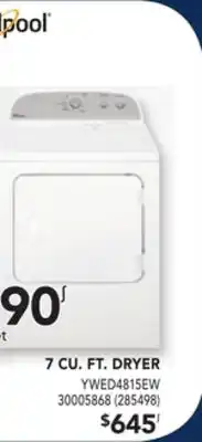RONA Whirlpool 7 cu. ft. dryer offer