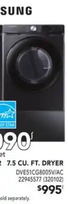 Réno Dépôt Samsung 7.5 cu. ft. dryer offer