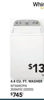 Réno Dépôt Whirlpool 4.4 cu. ft. washer offer