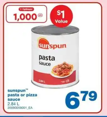 Wholesale Club Sunspun pasta or pizza sauce 2.84L offer