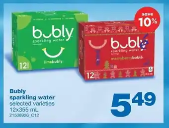 Wholesale Club Bubly sparkling water selected varieties 12x355 mL offer