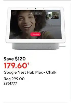 Staples Google nest hub max - chalk offer