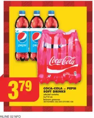 No Frills Coca-cola or pepsi soft drinks, 6x710 ml offer