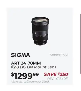 Henry's Sigma art 24-70mm f/2.8 dg dn mount lens offer