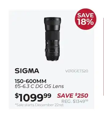 Henry's Sigma 150-600mm f/5-6.3 c dg os lens offer