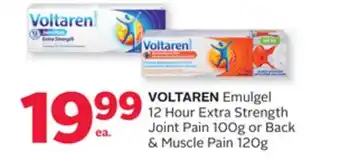 Rexall Voltaren emulgel 12 hour extra strength joint pain 100g or back & muscle pain 120g offer